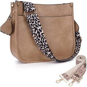 Crossbody Bags for Women Trendy Vegan Leather Hobo Handbags With 2PCS